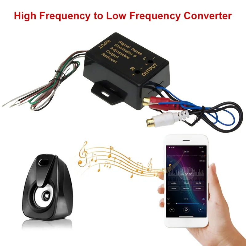 

ABQB-HI/LOW Level Converter 2 Way High Level To Low Level Converter 12-24V Car Speaker Audio Converter 40W Adjustable Adapter