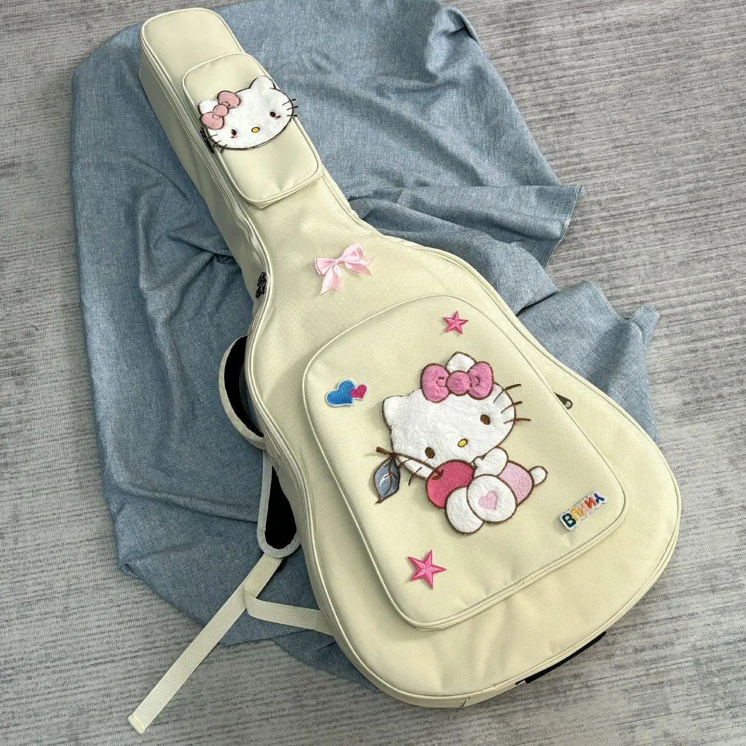 

Оригинальный аниме-рюкзак Hello Kitty с милым мультяшным дизайном, ручной работы, для маленькой фолк-гитары, чехол для электрогитары из бакелита, утолщенный, кавайный, для бас-гитары