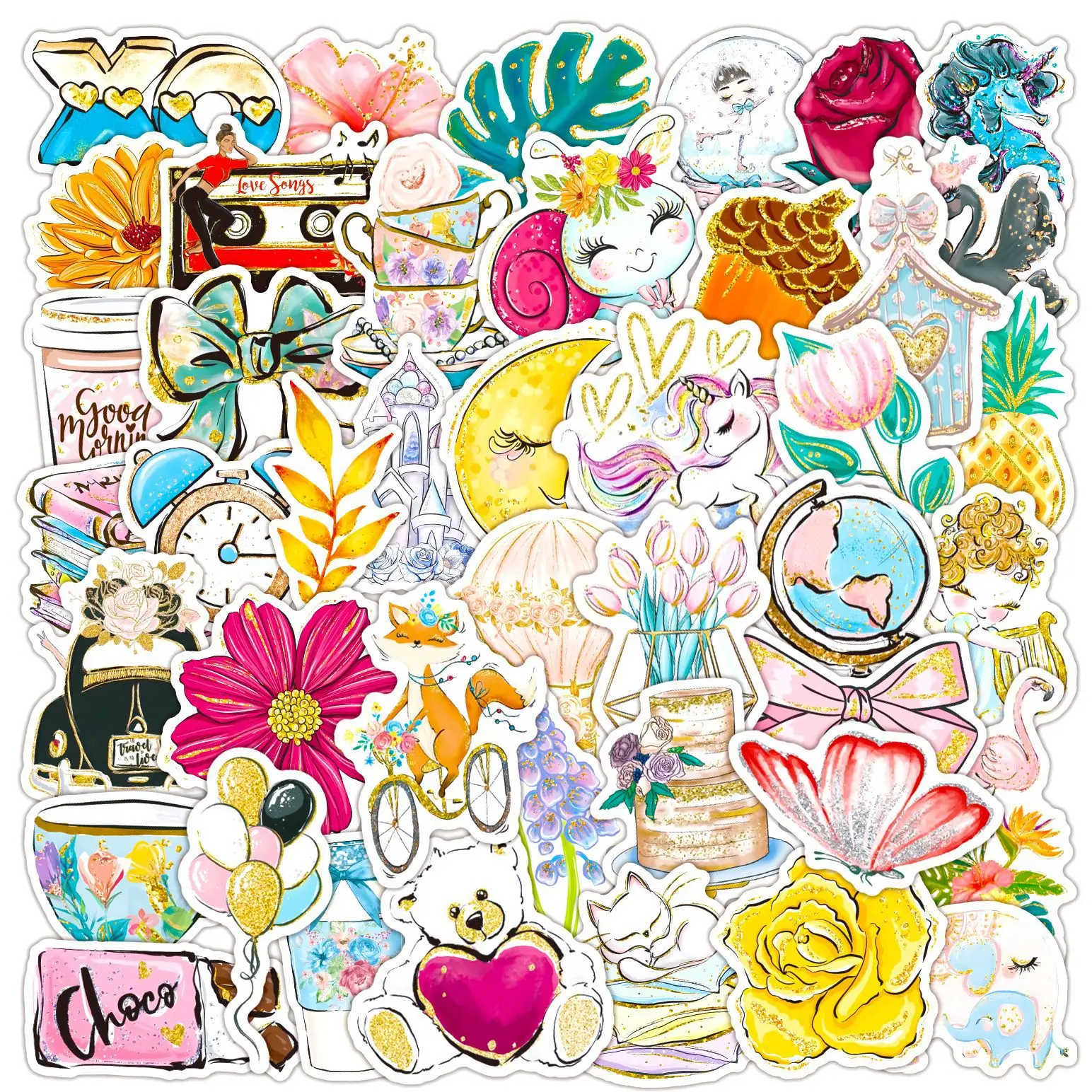 

50Pcs Cartoon Fresh Series Graffiti Stickers Suitable for Laptop Helmet Desktop Decoration DIY Stickers