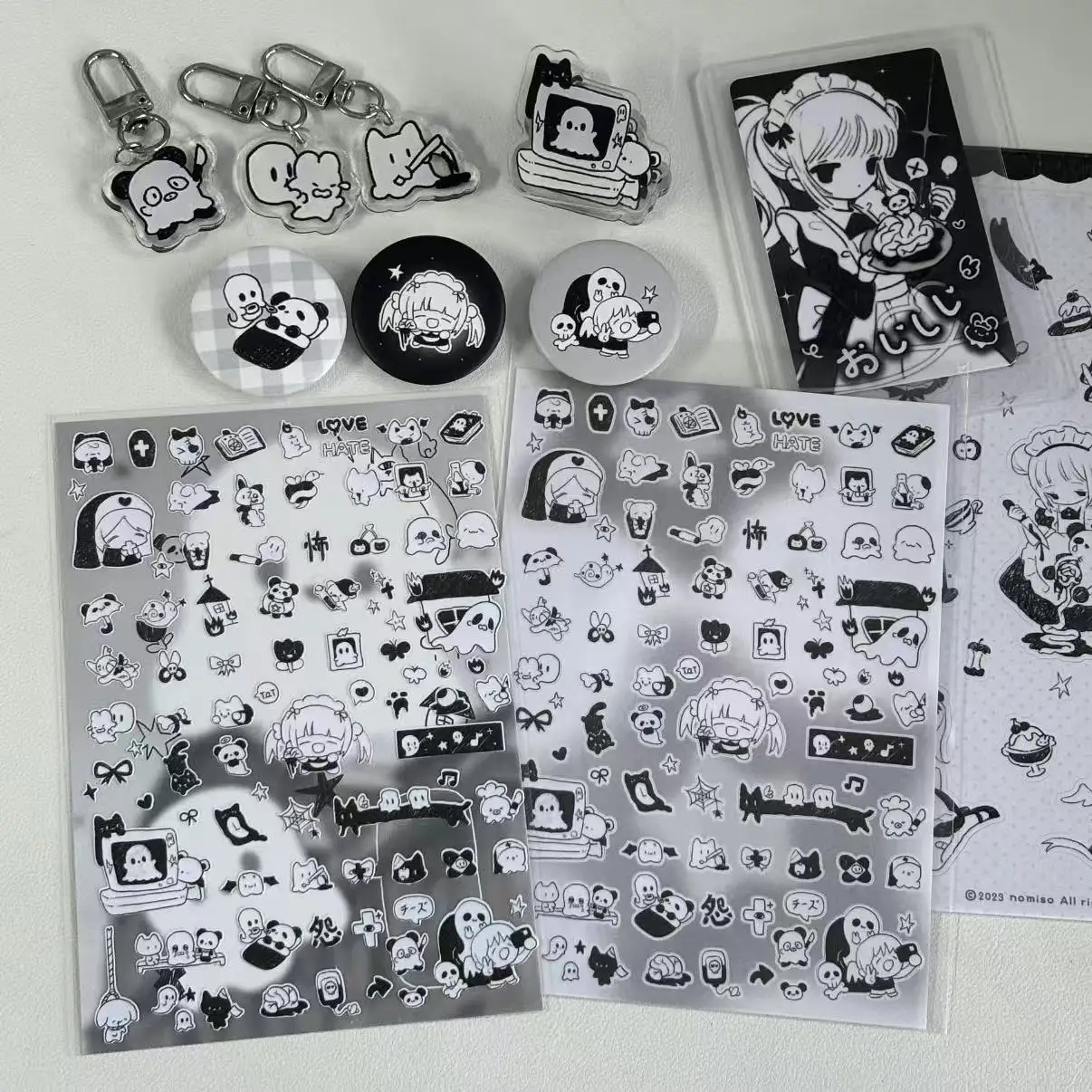 Kawaii Stickers Black and White Little Ghost Nail Art Stickers Flat Diy Guka Hand Account Material Stickers Cute Nail Decoration