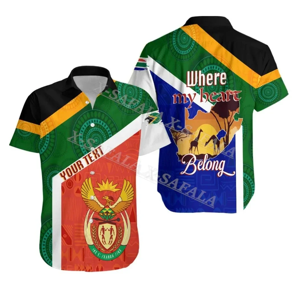 South Africa Springbok Rugby Flag Unisex 3D Print Men Hawaiian Beach Shirt High Quality Button Fashion Short Sleeve Tops-3