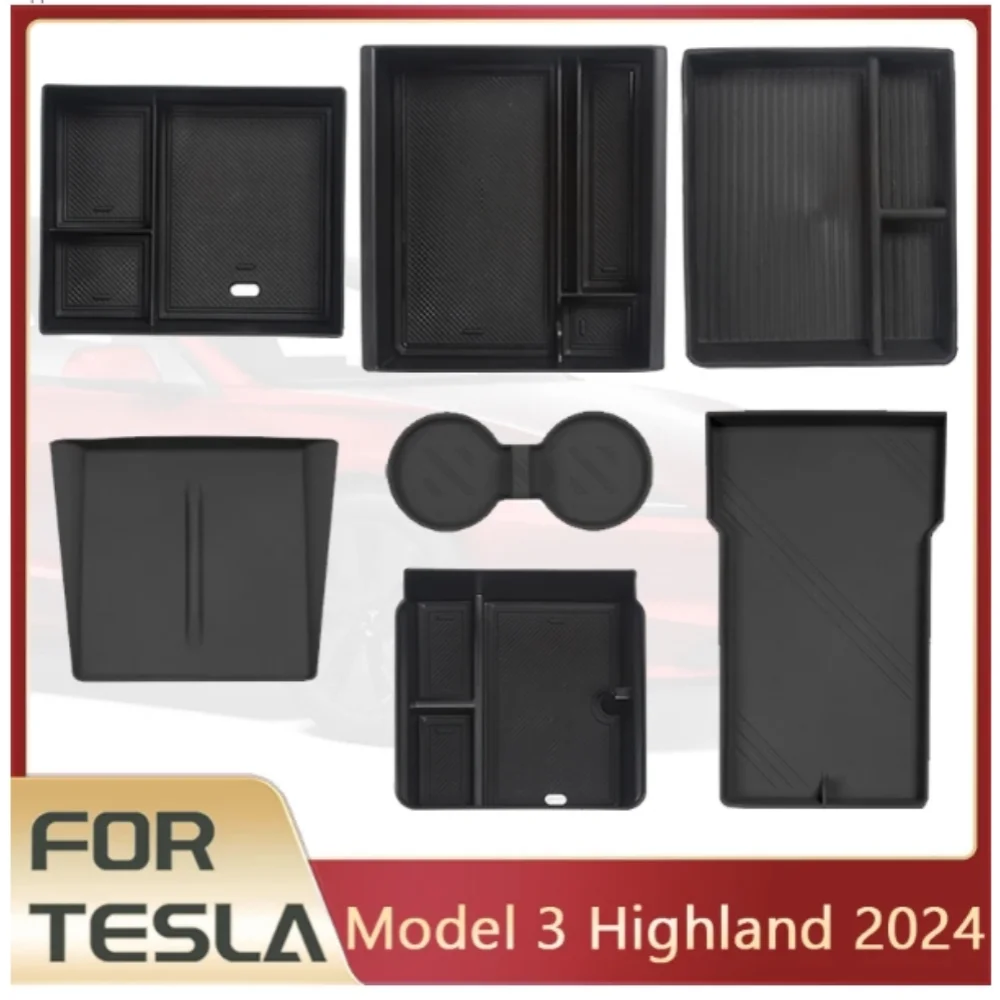 

For Tesla Model 3 Highland 2024 Storage Box Center Console Armrest Storage Box Stowing Tidying Accessories