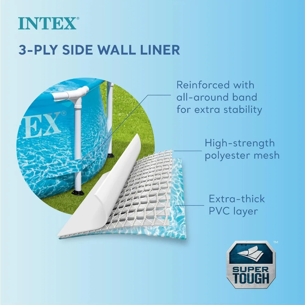 INTEX 28207EH Set piscina fuori terra con struttura in metallo Beachside: 10ft x 30in - include pompa filtro a cartuccia da 330 GPH