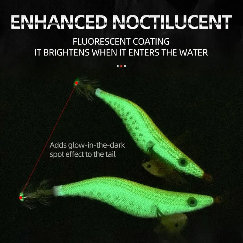 10pcs/bag Squid Jig Glow in Dark Luminous New Style Fishing Lure Luminous Squid Jigs with 2.5#,3.0#,3.5# Hook Fishing Bait