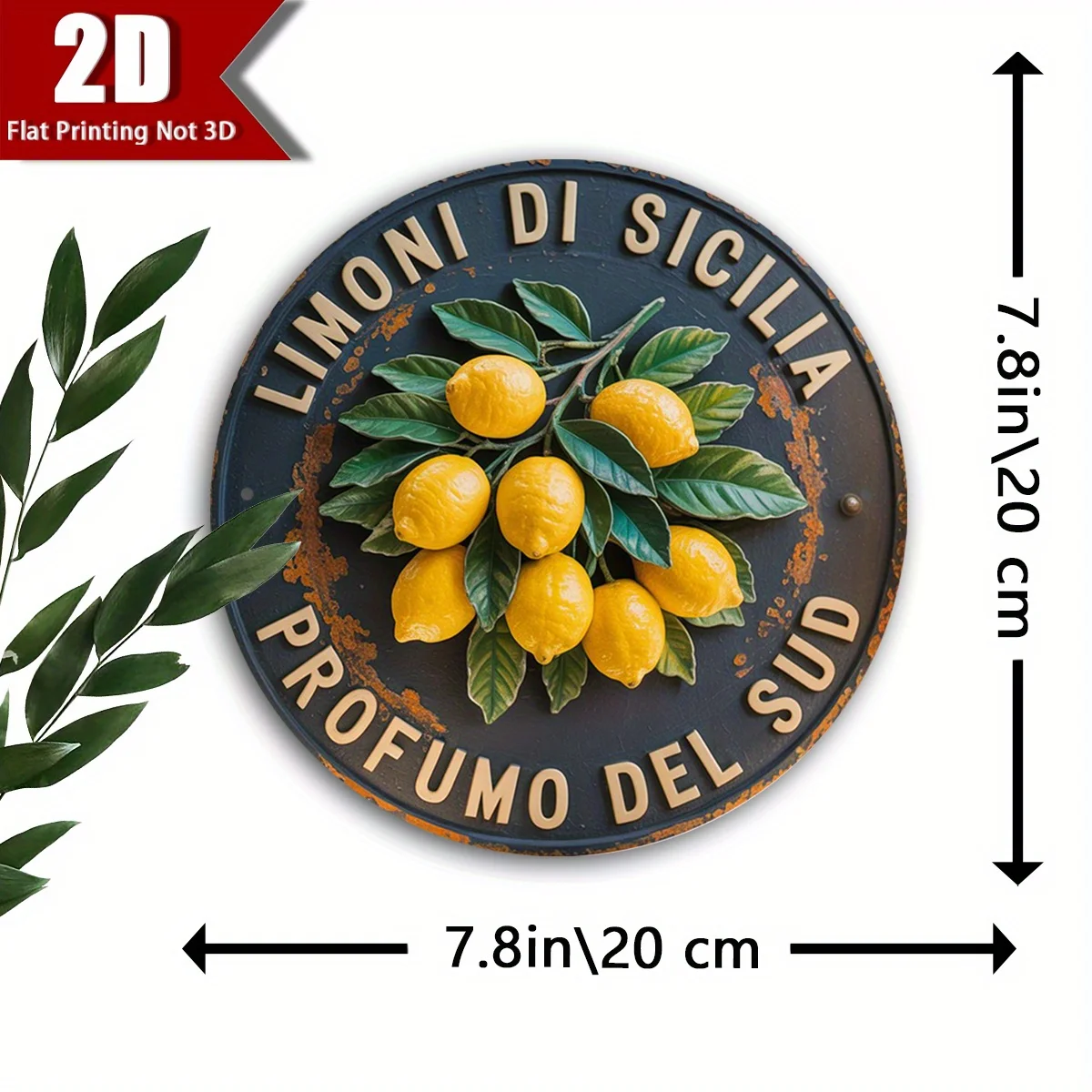 لوحة معدنية ليمون صقلية عتيقة - لوحة فنية جدارية على الطراز الريفي الإيطالي لغرفة المعيشة في المطبخ والمقهى - هدية هووسورمينغ للليمون