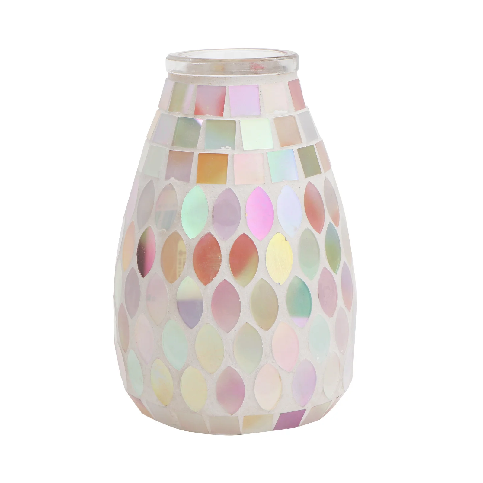 

1Pcs Mosaic Glass Flower Vase Creative Fish Scale Pattern Home Adornment Flower Holder Table Decoration