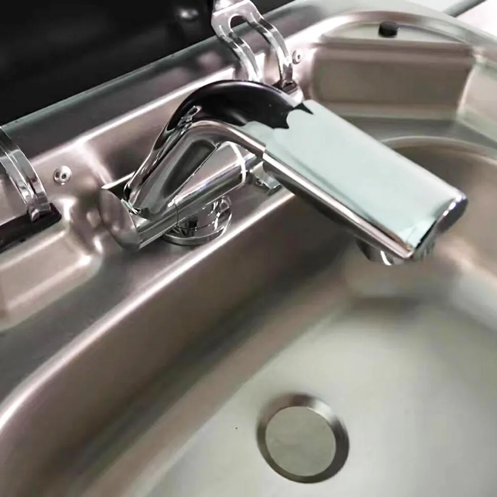 360 ° صنبور دوران لقافلة RV، صنبور مياه مطلي بالكروم بمقبض واحد RV 360 ° مرفق داخلي لقافلة الصنبور الدوار #5
