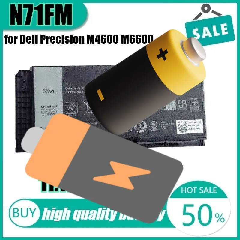 

11.1V 65Wh 5700mAh N71FM Laptop Battery for Dell Precision M4600 M6600 M6700 M6800 M4700 M4800 Series