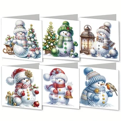 6-piece DIY Diamond Painting Set Christmas Snowman Greeting Card, wishes and wishes, unique design, irregular shape of diamonds,