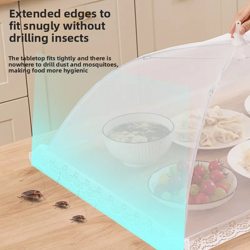Food Cover Mesh Foldable Washable Insect Proof Protective Dish Cover for Home Kitchen Table Outdoor Picnic Anti Fly Net Dome