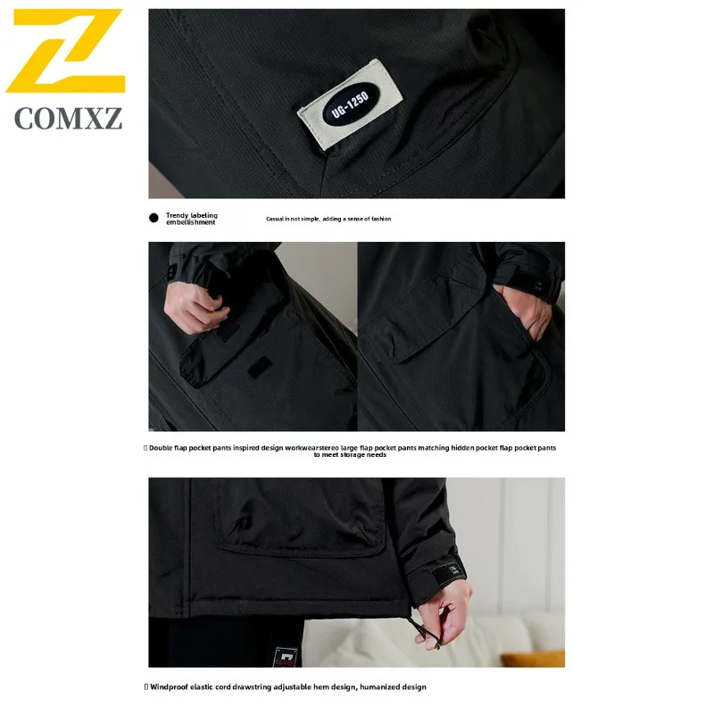COMXZ 2025 الرجال الشتاء وسادة مبطنة القطن عمال معطف كبير الحجم سترة سميكة حجم كبير متعدد جيب القطن معطف 8XL