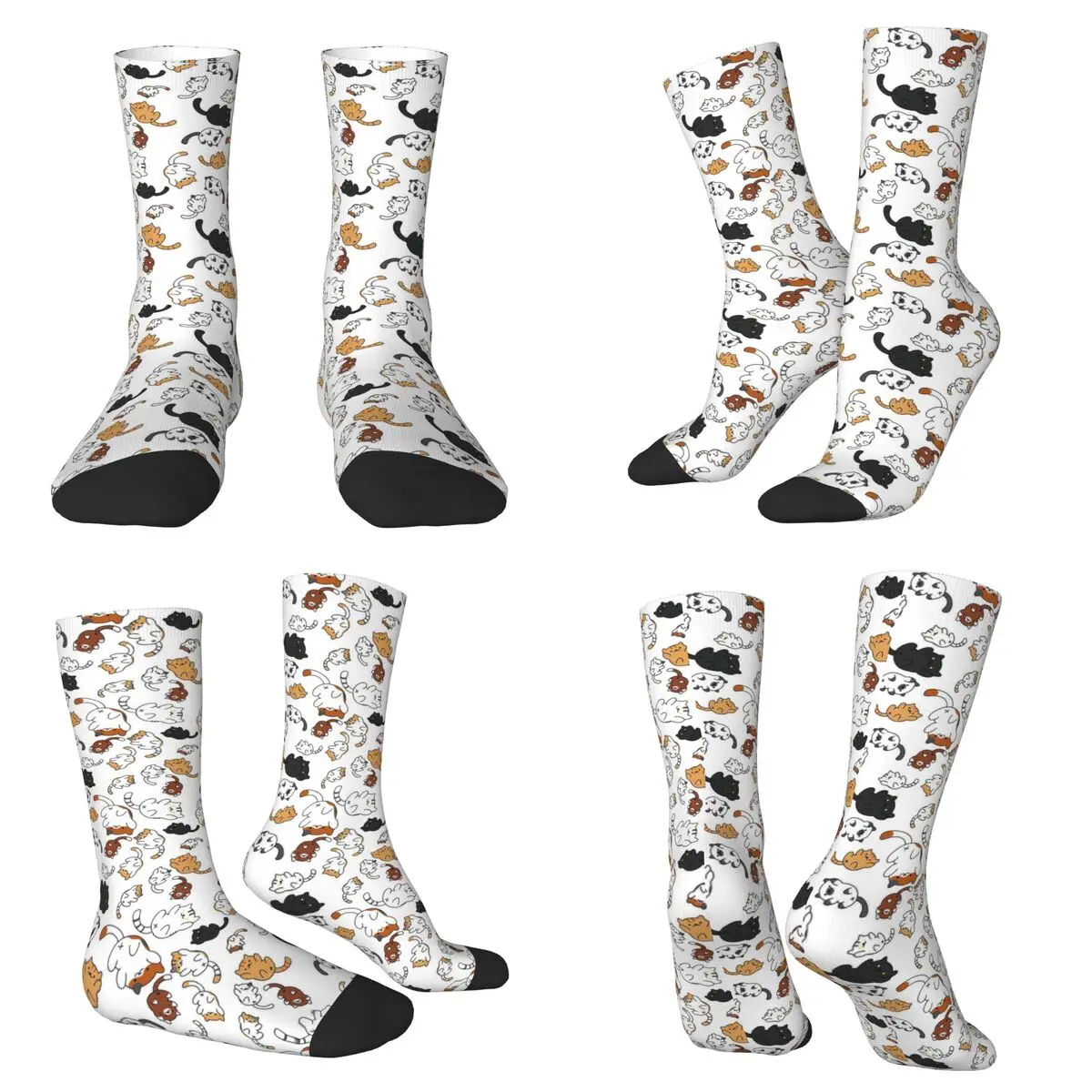 

Cat Cartoon Print Socks Harajuku Sweat Absorbing Stockings All Season Long Socks Accessories for Unisex Birthday Present