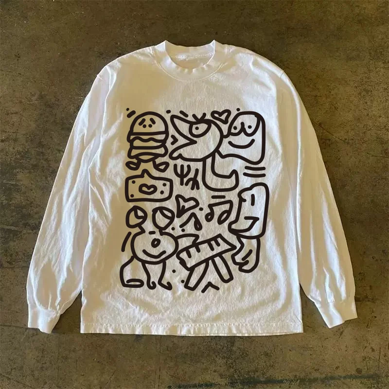 Long Sleeve 310 Pure Cotton Men's T-Shirt Upward Hero Non-Light American Style Couple's T-Shirt Youth Loose Fit Printed Tee
