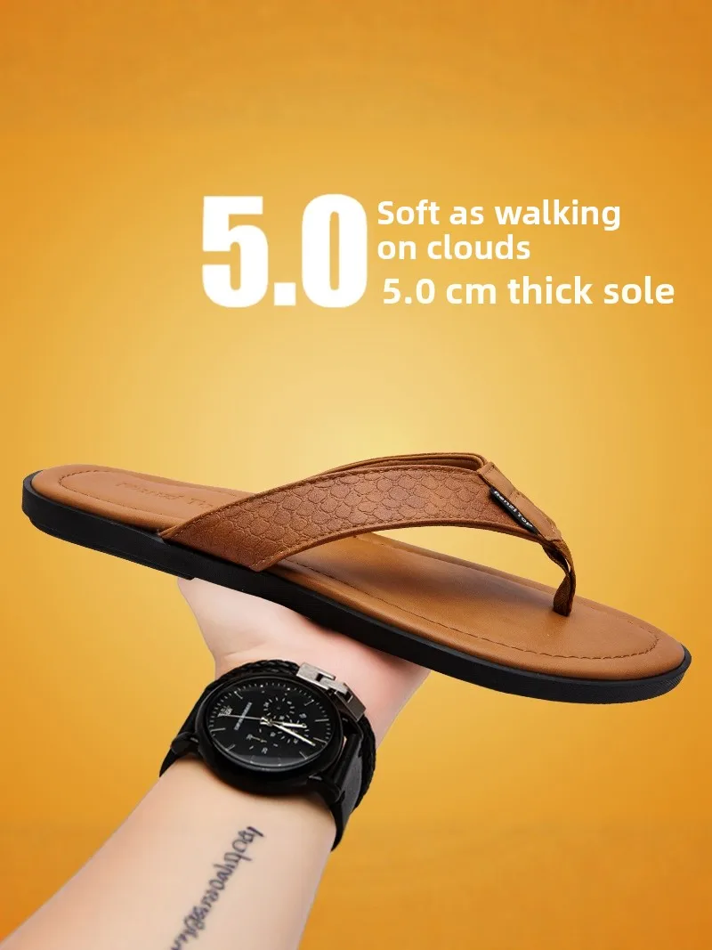 

Men's Outdoor Summer Flip Flops Anti-Slip Soft Bottom Casual Footwear Beach Sports Sandals Wear-Resistant Thick Heel Rubber Sole