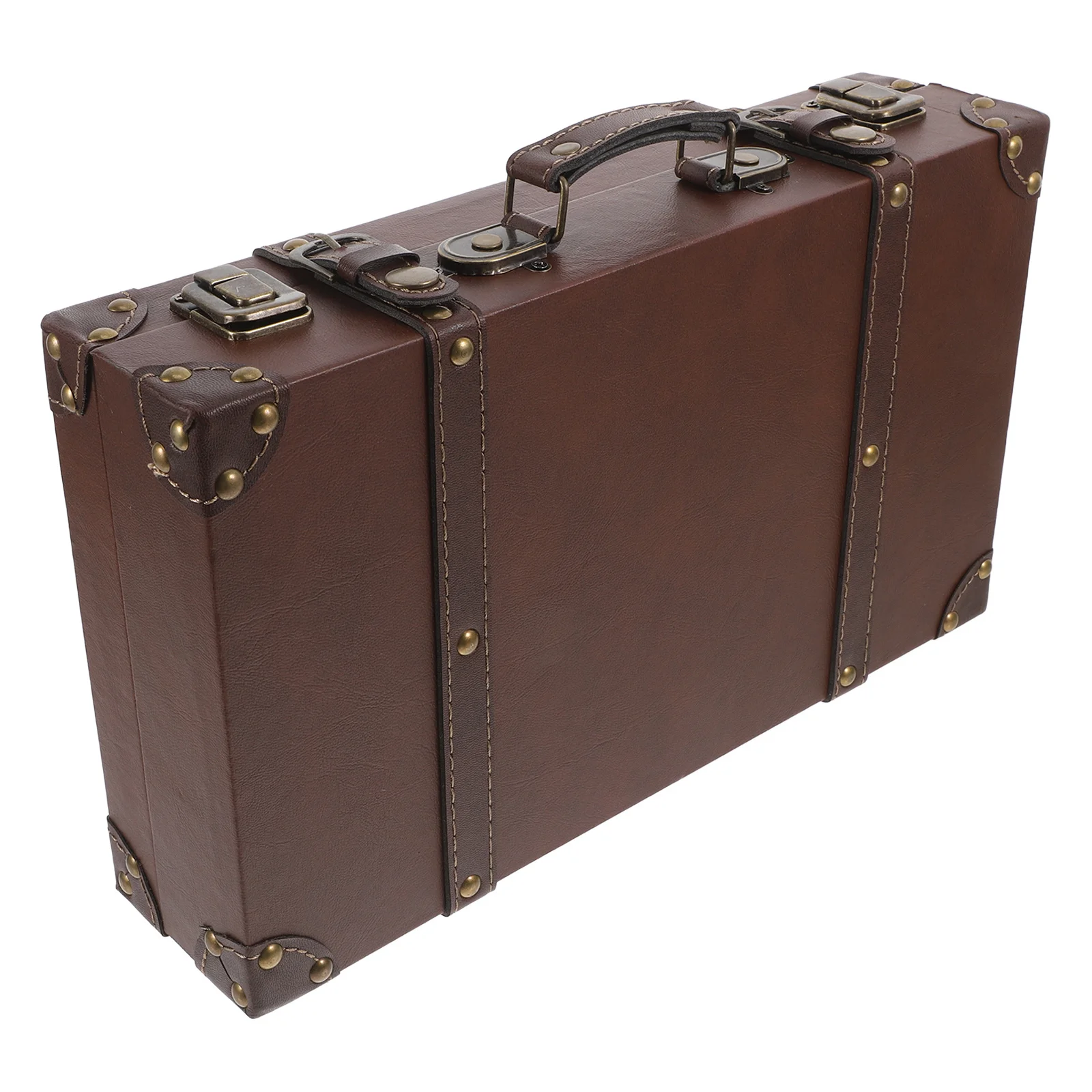 

1pc Vintage Suitcase Decorative Storage Box Retro Travel Trunk Luggage Display Prop British Style Home Decoration Photo Props