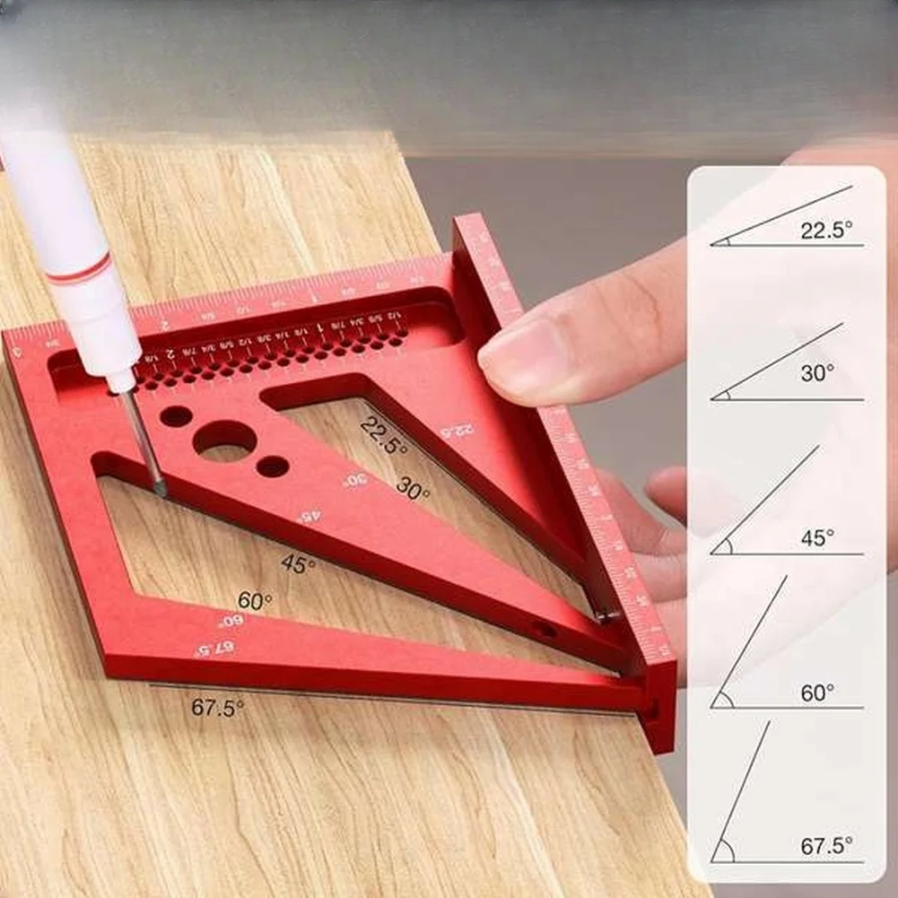 

1 шт., измерительная линейка из алюминиевого сплава, многоугловая разметочная линейка для деревообрабочных инструментов, аксессуары, простые в использовании
