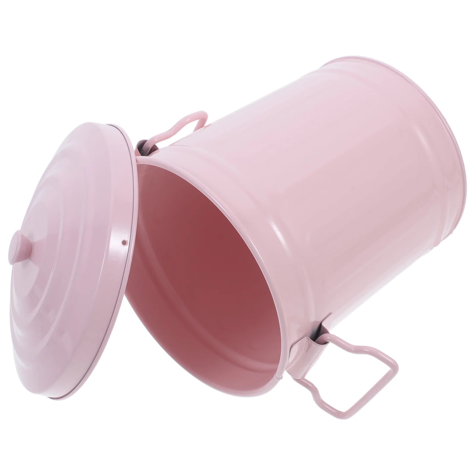 Mini Trash Can Small with Lid Food Containers Lids Bathroom Pink Iron Pencil Holder Office for