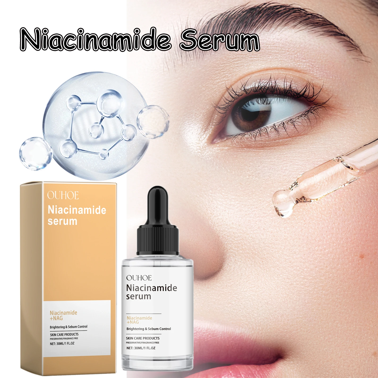 Niacinamide Pore Shrinking Essence - Nicotinamide Gezichtsserum Verhelderende Hydraterende Gladmakende Serum