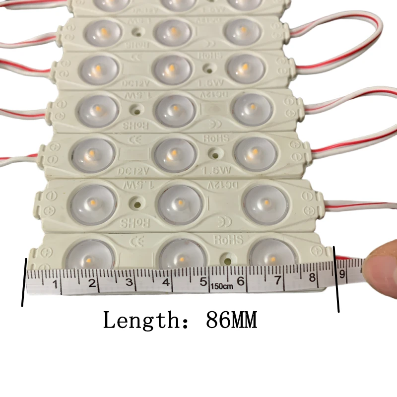 200 pz SMD 2835 MODULO LED 12 V DC 1.5 W bianco freddo impermeabile IP65 con dimensioni 86*16mm luce led iniezione per banner negozio