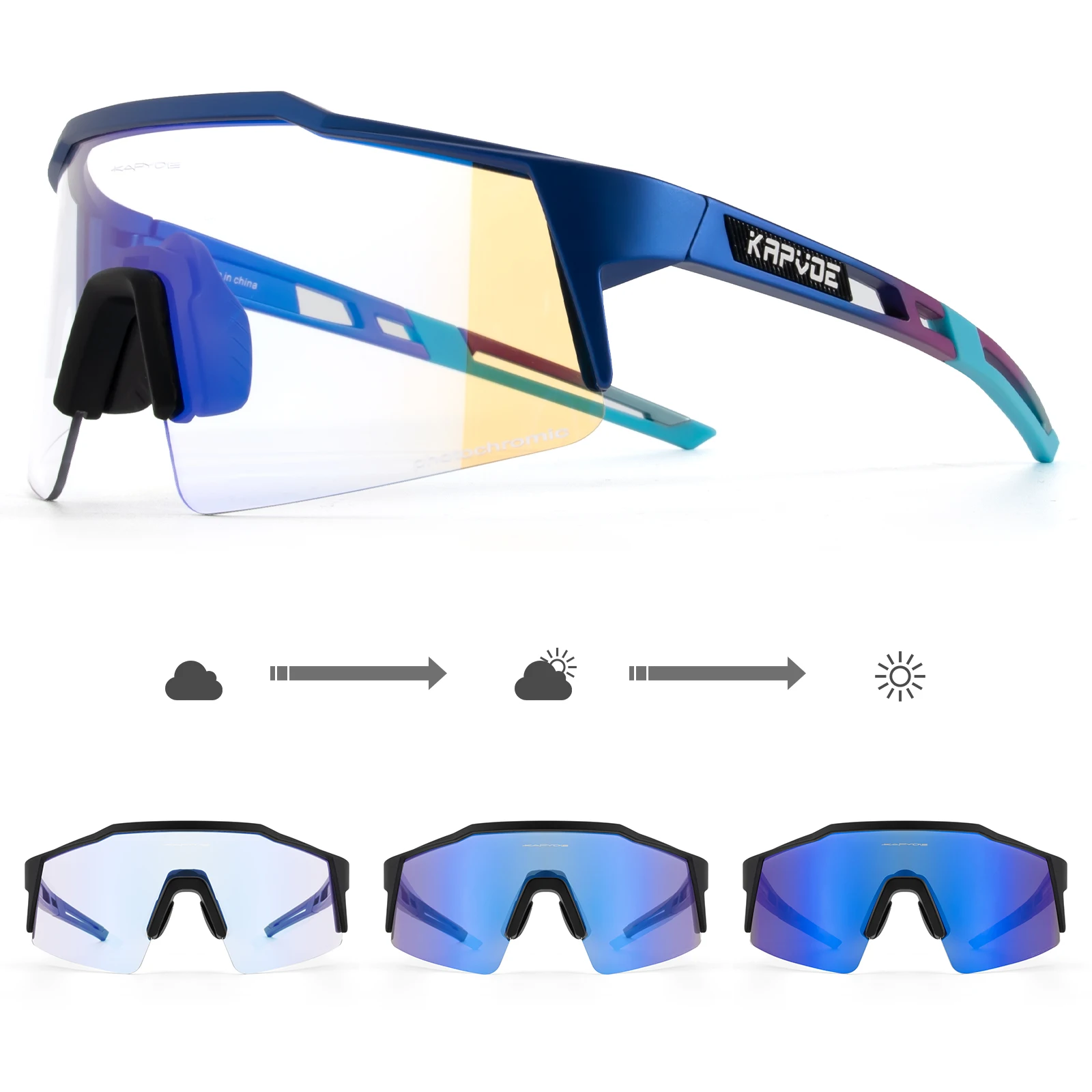 Outdoor Red Blue Photochromic Men Women Cycling Glasses Sport Fishing Running Sunglasses Bicycle Eyewear MTB Road Bike Goggles