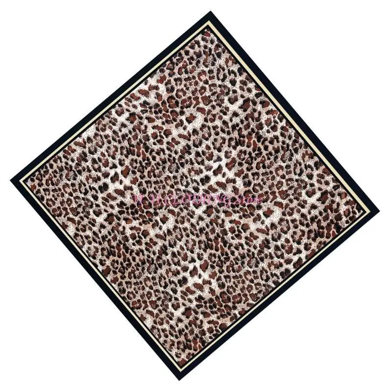

N5KF Elegant Leopard Print Scarf for Lady Business Meeting Square Headwrap Headscarf