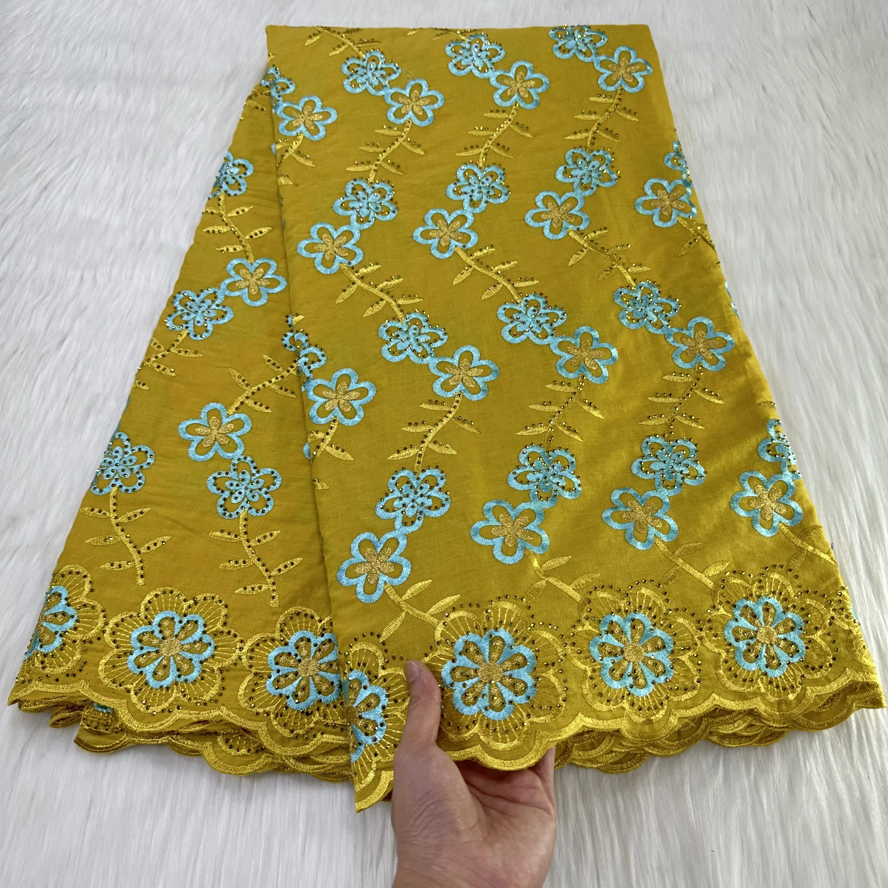 

Bestway New Cotton Swiss Voile Lace Fabric High Quality Nigerian Evening Stone Embroidery African Lace Fabric 5 Yards