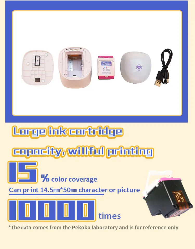 EQUITPER DIY Small Color Label Maker Handheld Portable Color Printer Tattoo Logo Label Intelligent Mobile Inkjet Printing