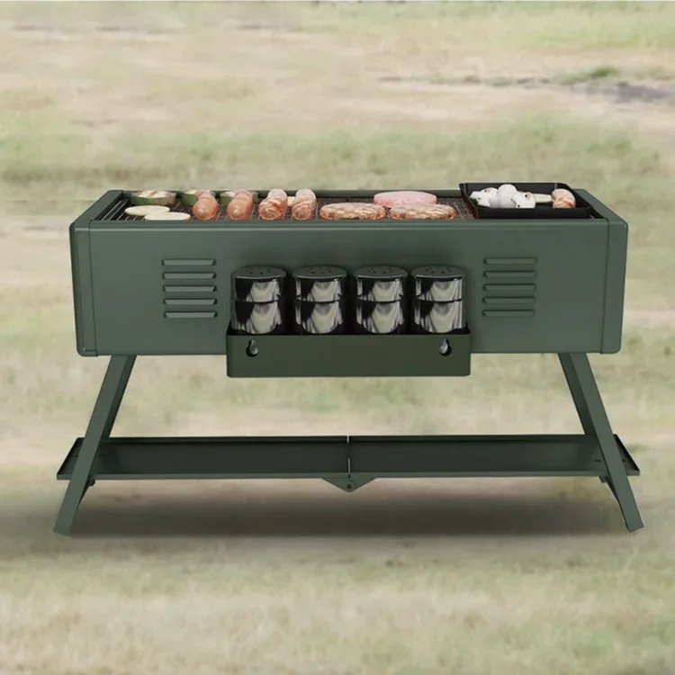 Wholesale Custom Camping Outdoor BBQ Tool Set Portable Folding Storage Outdoor Barbecue Furnace Charcoal Gril