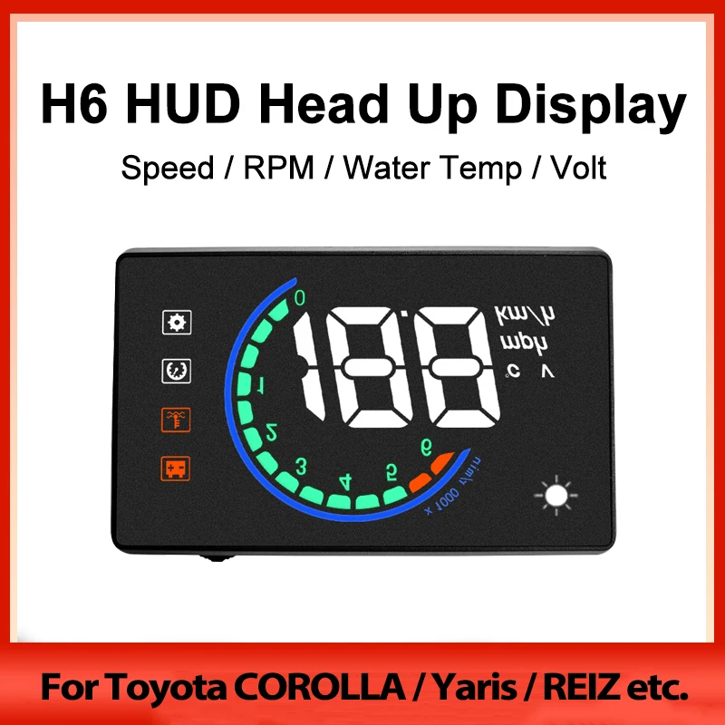 KWHUD Car Hud OBD2 Head-up Display per Toyota Corolla/Yaris/RAV4/Auris/Camry 2008-2024 benzina velocità/RPM/Volt/misuratore di temperatura dell\'acqua