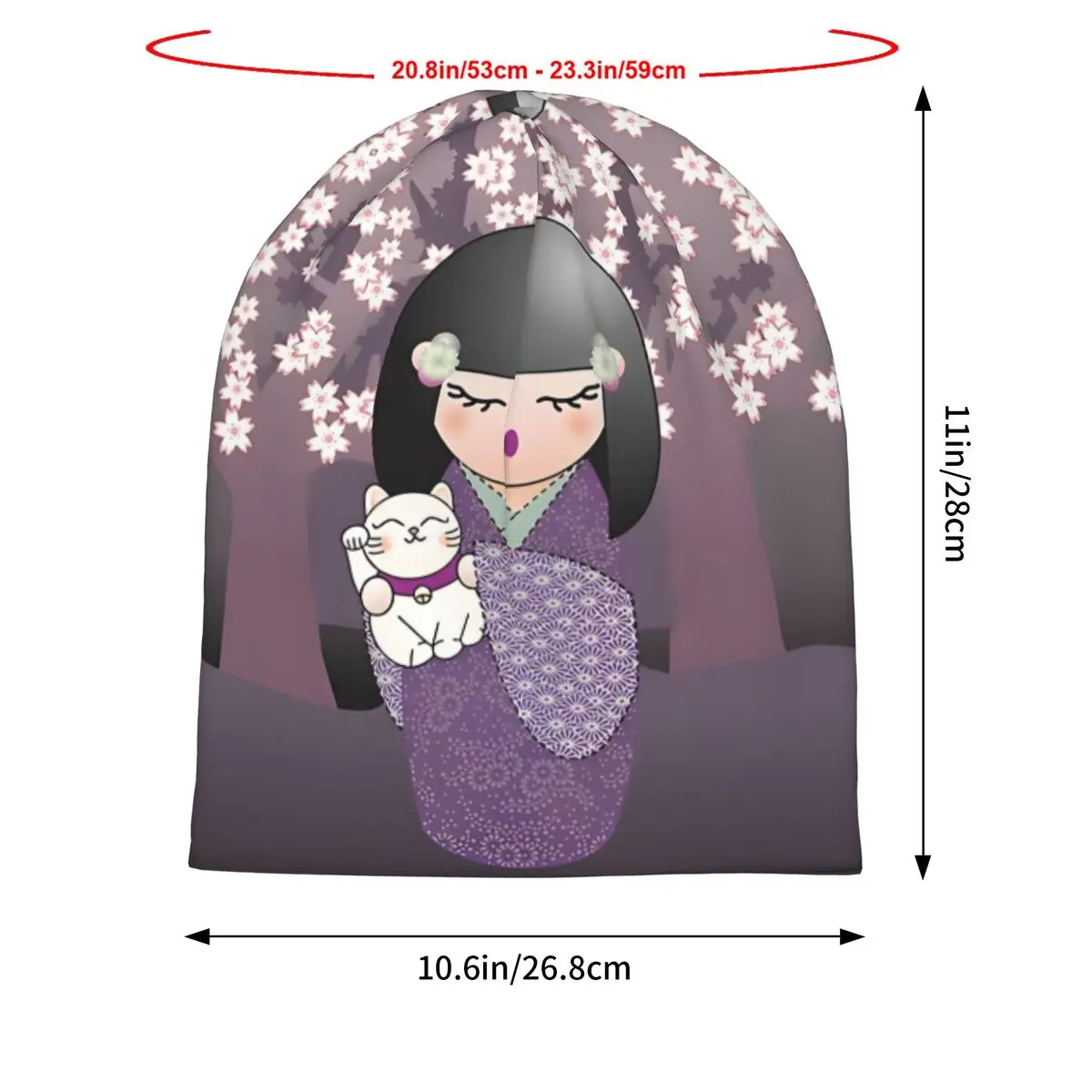 Cherry Blossom Girl And Cat Unisex Bonnet Thin Cycling Hats Double Layer Hat Breathable Caps