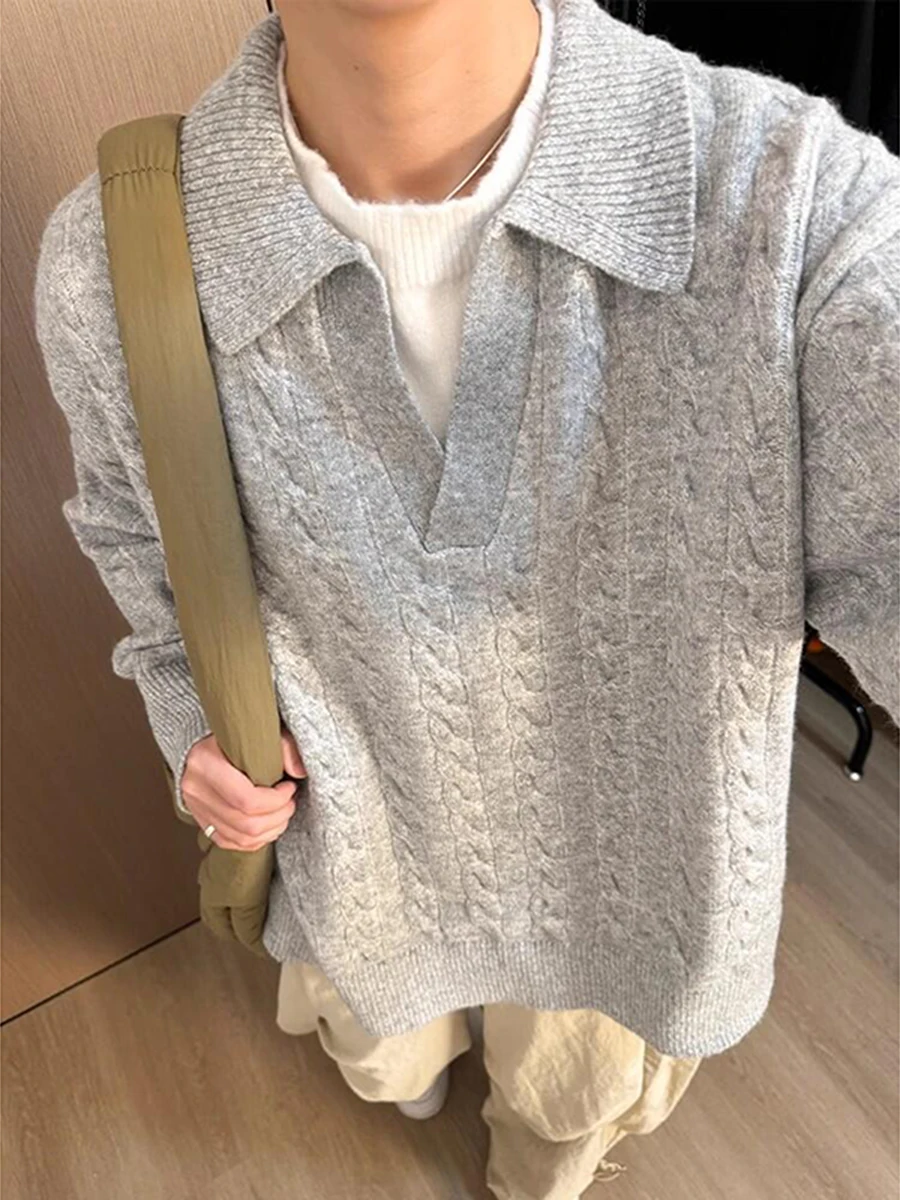 

Теплый мужской свитер с V-образным вырезом, зимняя повседневная одежда, утепленный флисом, с длинным рукавом, мягкий и комфортный, размер M