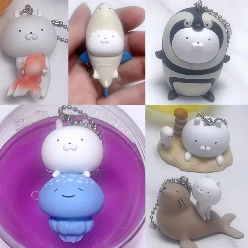 New Rabbit And Ocean Partner Aquarium Limited Edition Blind Box Sea Elf Penguin Action Figure Keychain Bag Pendant Festival Gift view 2