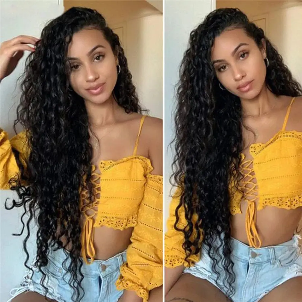 Rosabeauty 40 Inch 13x4 13X6 Deep Wave 150% Lace Front Human Hair Wig 5X5 Glueless Ready To Go Curly Wig Nature Color For Women