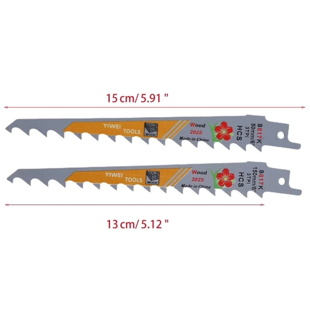 5pcs S617K 150mm Jigsaw Blade HCS Assorted Blades Reciprocating Saw Blade For Wood Board Plastic Metal Cutting Woodworking Tool