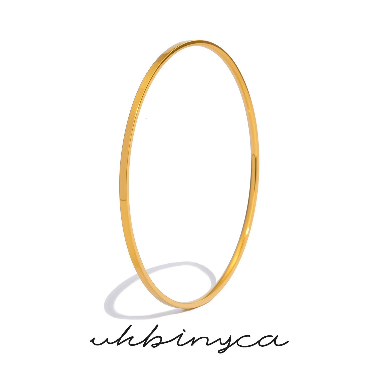 2mm Ultra Thin Bangle Bracelet for Women, Polished Circle 18K Gold Plated Stainless Steel, Waterproof Minimalist Everyday Luxury