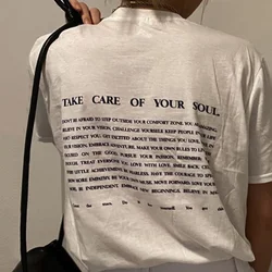 Take Care Of Your Soul Back Print T Shirt Women Cute Inspirational Positive T-Shirt Cotton Casual Streetwear Fashion Tees Tops