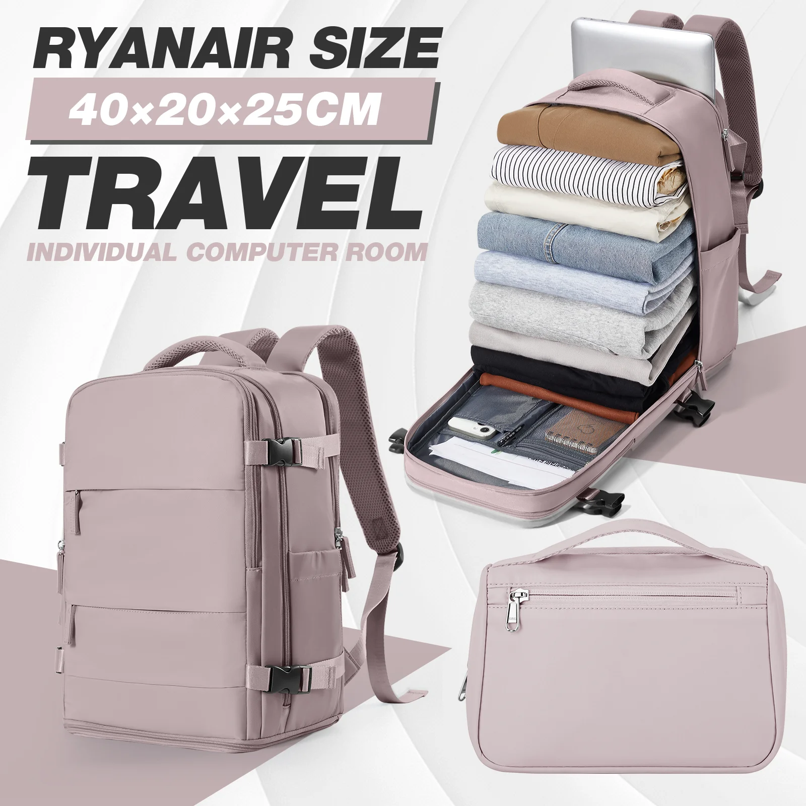 

Женский и мужской дорожный рюкзак Ryanair, 40x20x25, сумка для багажной кабины, рабочий деловой рюкзак для ноутбука и косметичка, дорожная косметичка