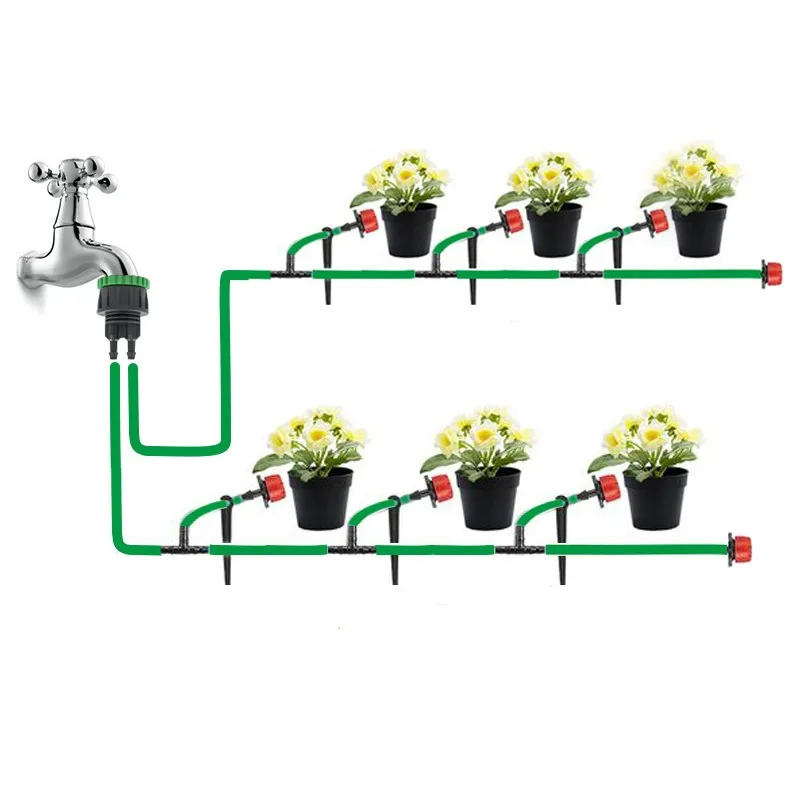 

Система капельного орошения садовых растений в горшках, регулируемая автоматическая ирригационная система, полив сада и овощей