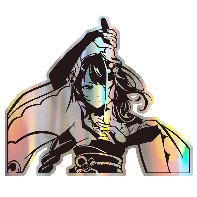 18/30cm Genshin Impact Beelzebul Raiden Shogun Ei Sexy Girl Game Stationery Sticker Reflective Laser Decals Toys School Supplies