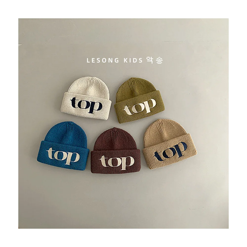 

Fashion Letter Kids Knit Hat Soft Baby Beaine Caps Autumn/Winter Boys Girls' Ear Protection Warm Caps Kids Accessories