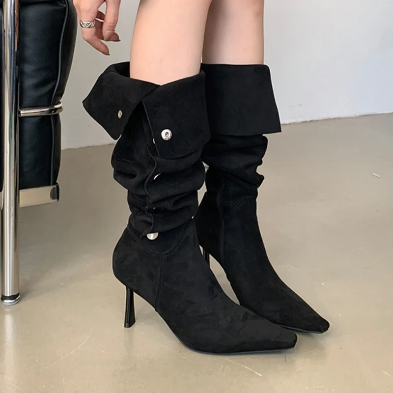 

High Heels Women High Boots Pointed Toe Dress Fashion Shoes Designer Pumps Woman Winter 2025 Elegant Luxury New Botas De Mujer