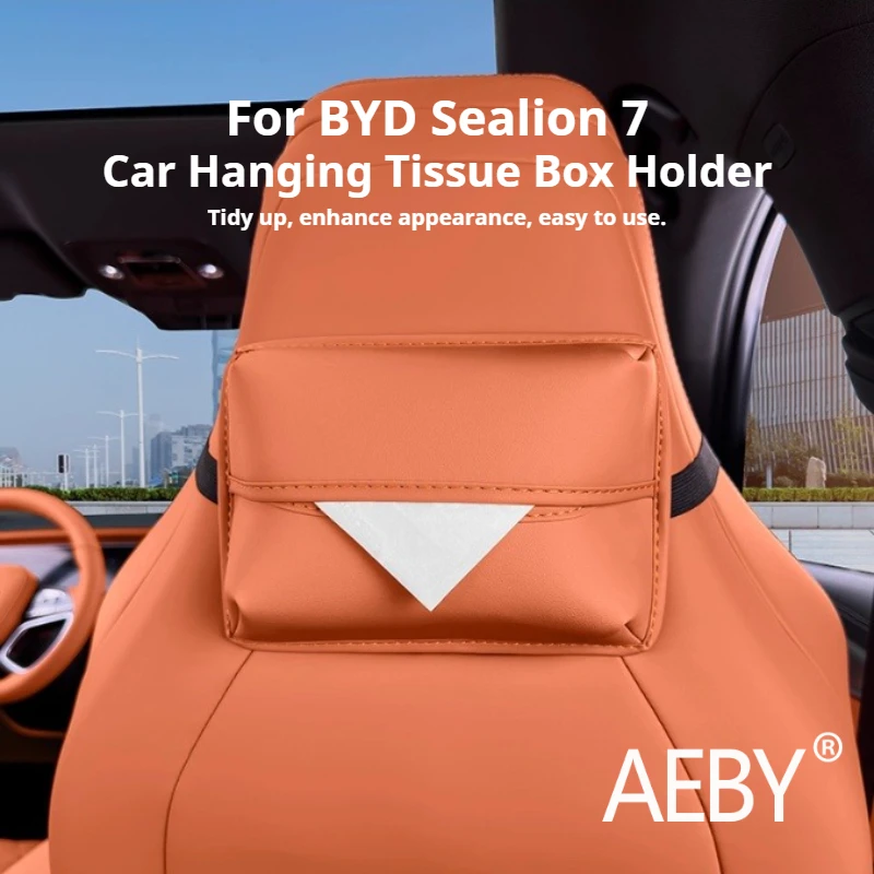 

AEBY For BYD Sealion 7 2024 Soft Hanging Tissue Box Cover Elastic Strap Organizer for Headrest Storage Bag Interior Accessories