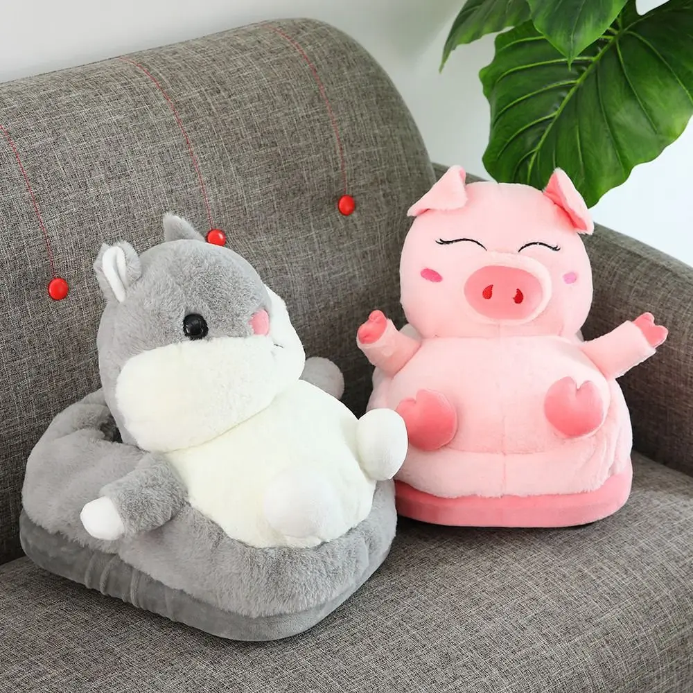 Cartoon USB Foot Heated Warmer Shoes Pink Pig Hamster Shape with Electric Heating Pad Feet Warmers Detachable Portable