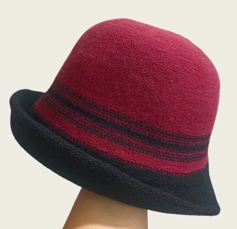 Herbst und Winter Damen neuer Hut mit gerollter Krempe und kleiner Krempe, atmungsaktiv und elegant, warmer Eimerhut im Mutterstil – Detail 16