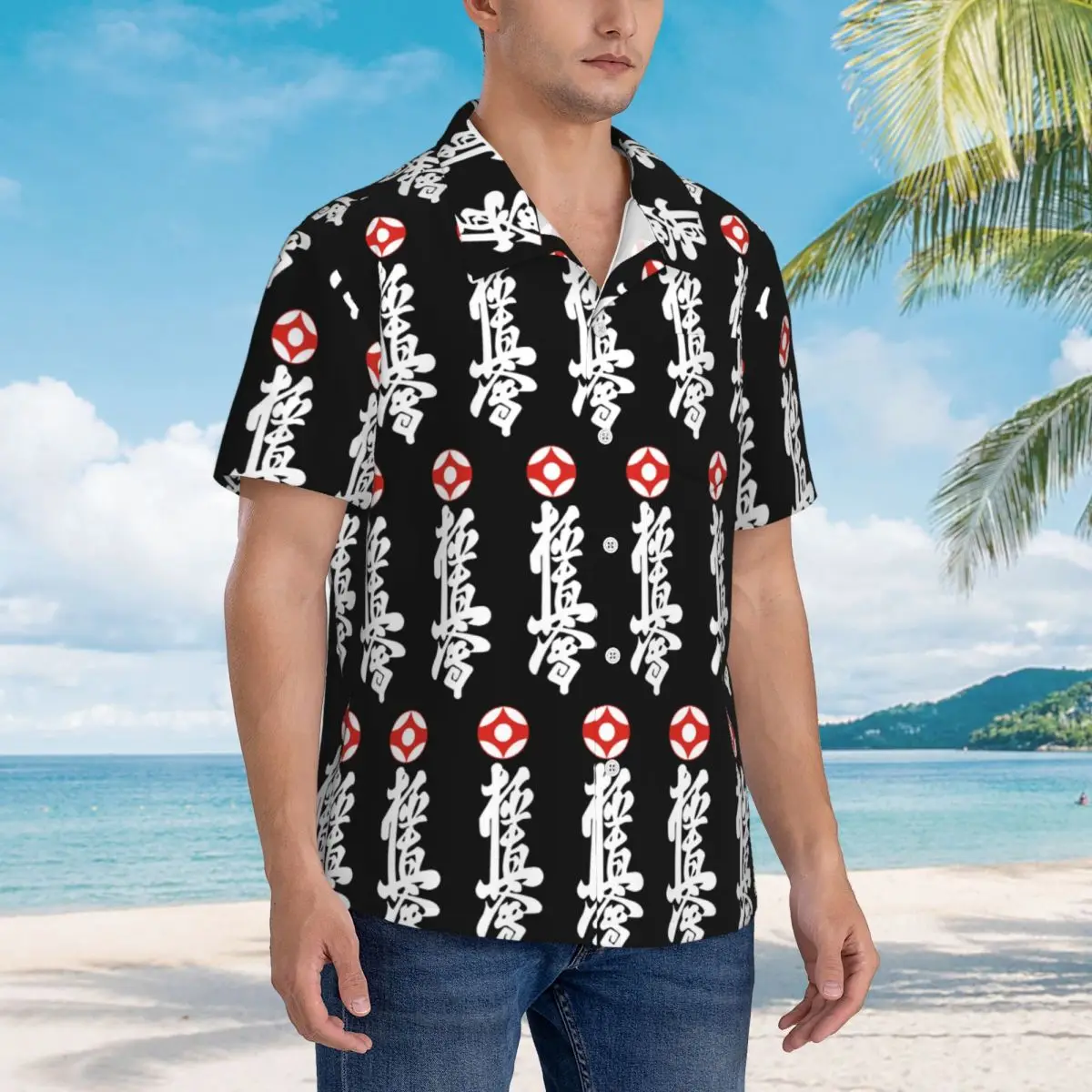 

Kyokushin Karate Martial Arts Hawaiian Shirts Fashion Men Short Sleeve Shirt for Summer Beach Men's Button Tops