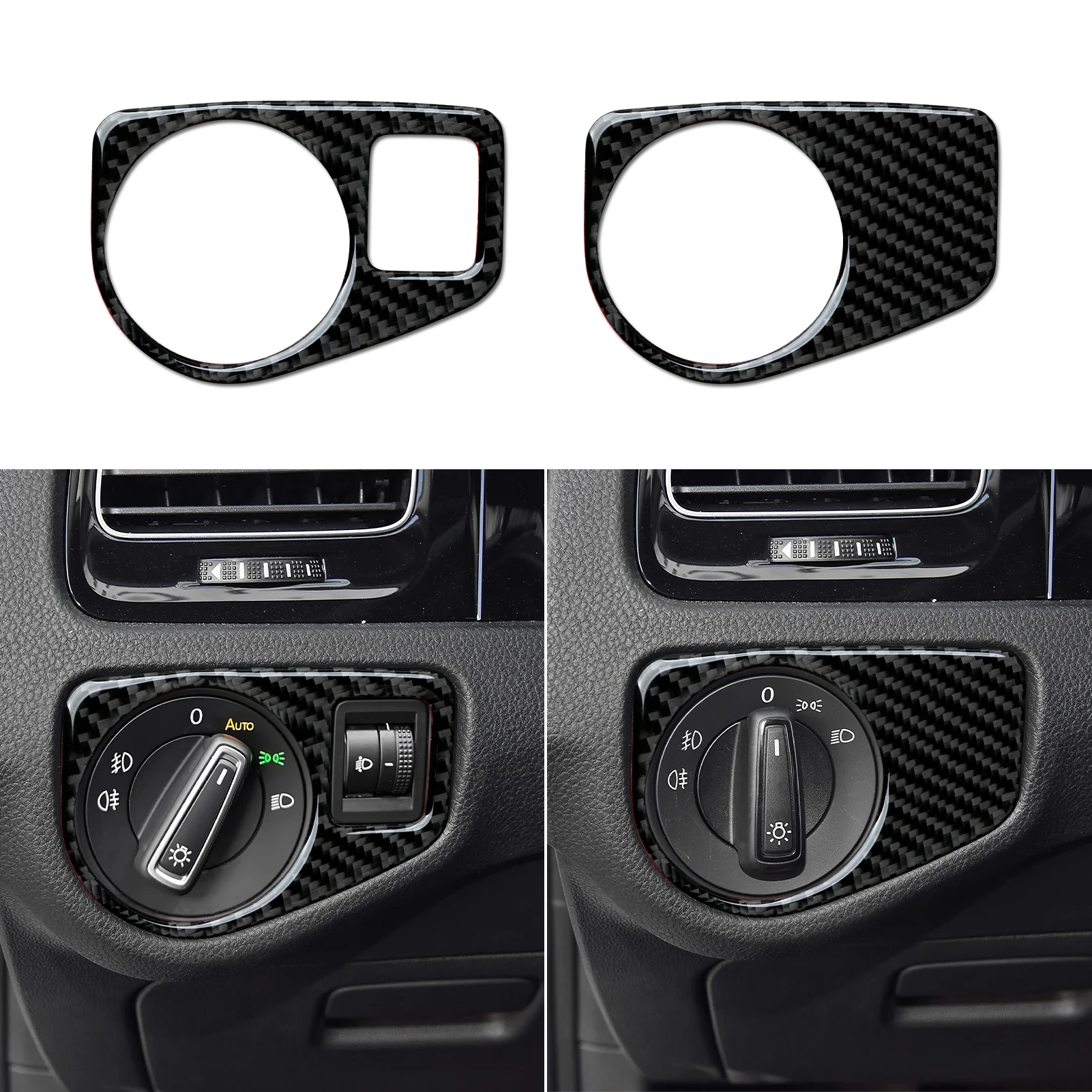 

For VW Golf VII MK7 GTE GTI R Variant. Car Headlight Switch Panel Protect Carbon Fiber Interior Sticker Trim Accessories