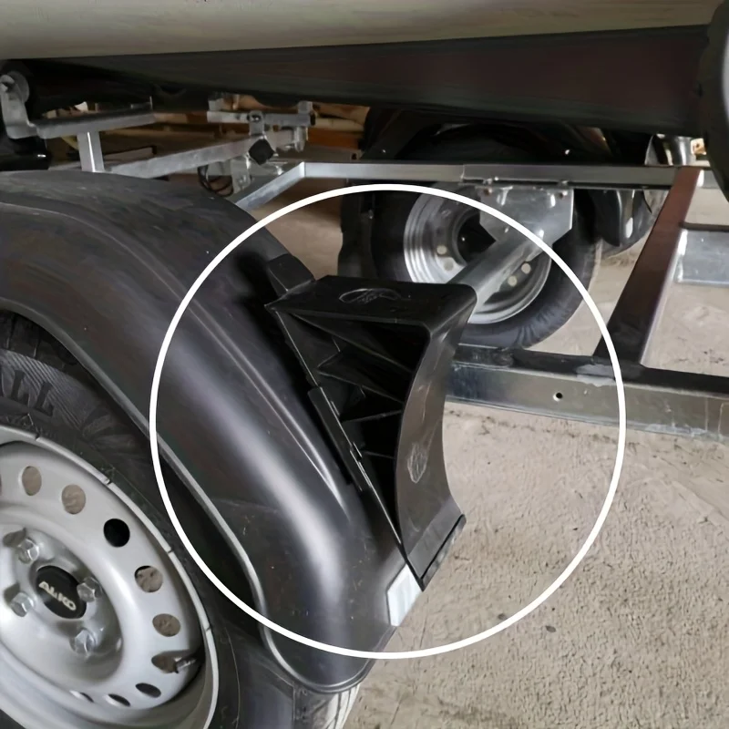 A Set Black Wheel Stop Blocks Including Bracket 1.6-2.0 Ton For Trailer Brake Wedges Including Fasteners
