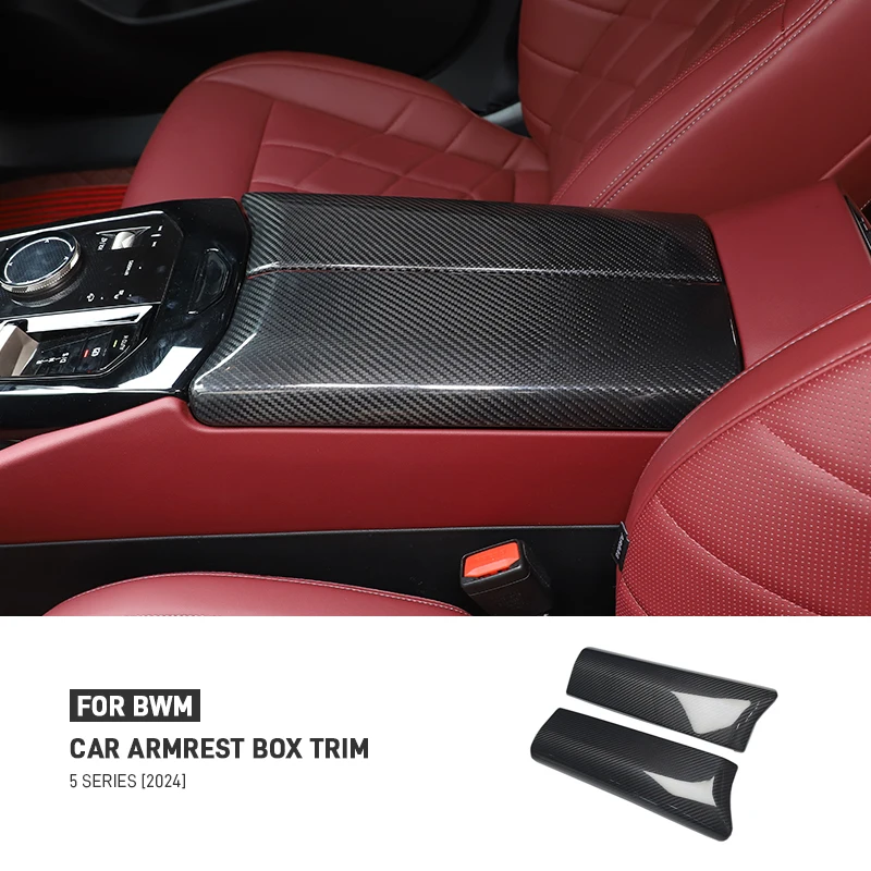 

For BMW 5 Series G60 2024 Real Carbon fiber Car Center Console Armrest Storage Box Panel Trim Protector Cover Decoration Sticker