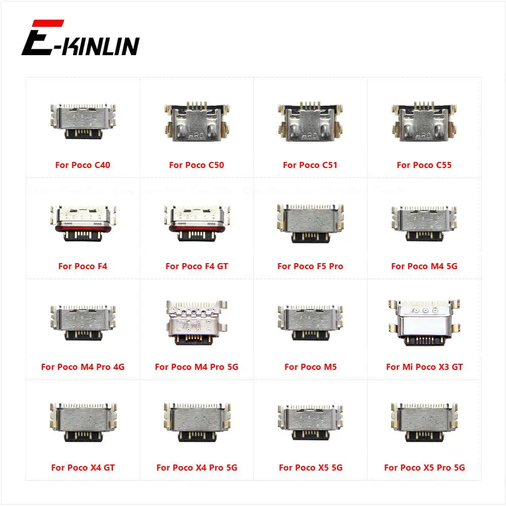 USB Jack Charge Charging Connector Plug Dock Socket Port For XiaoMi Poco C40 C50 C51 C55 F4 F5 M4 M5 Mi X3 X4 X5 Pro GT 5G 4G