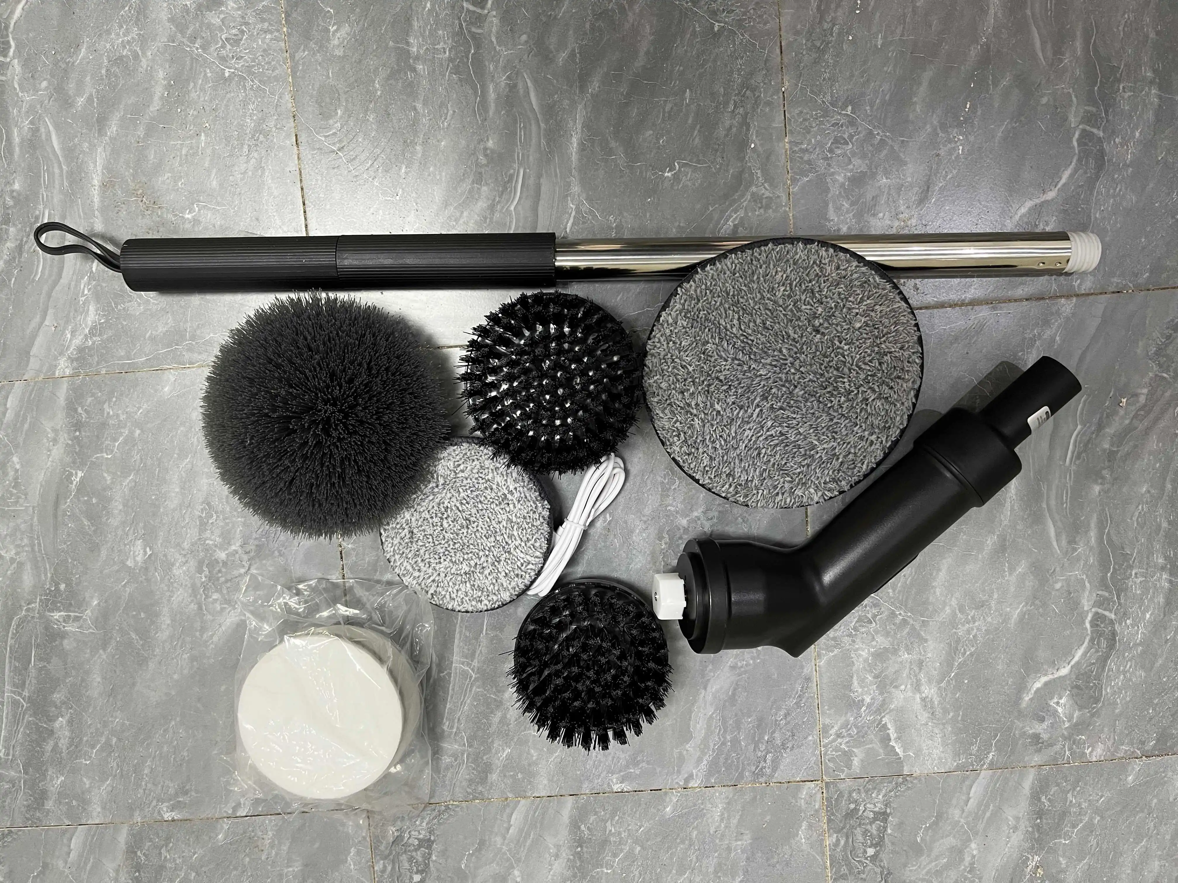 เครื่องขัดแบบหมุน, แปรงทำความสะอาดห้องน้ำไฟฟ้า, หัวแปรงทำความสะอาดแบบถอดเปลี่ยนได้ 7 หัวสำหรับห้องครัว, กระเบื้อง, อ่างล้างจาน, หน้าต่าง, พื้น